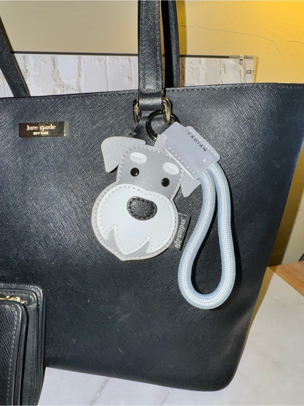 Schnauzer dog bag charm keychain on a wristlet New in package